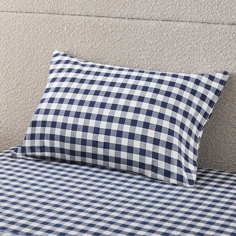 Stonewashed Cotton Denim Gingham Sheet Separates