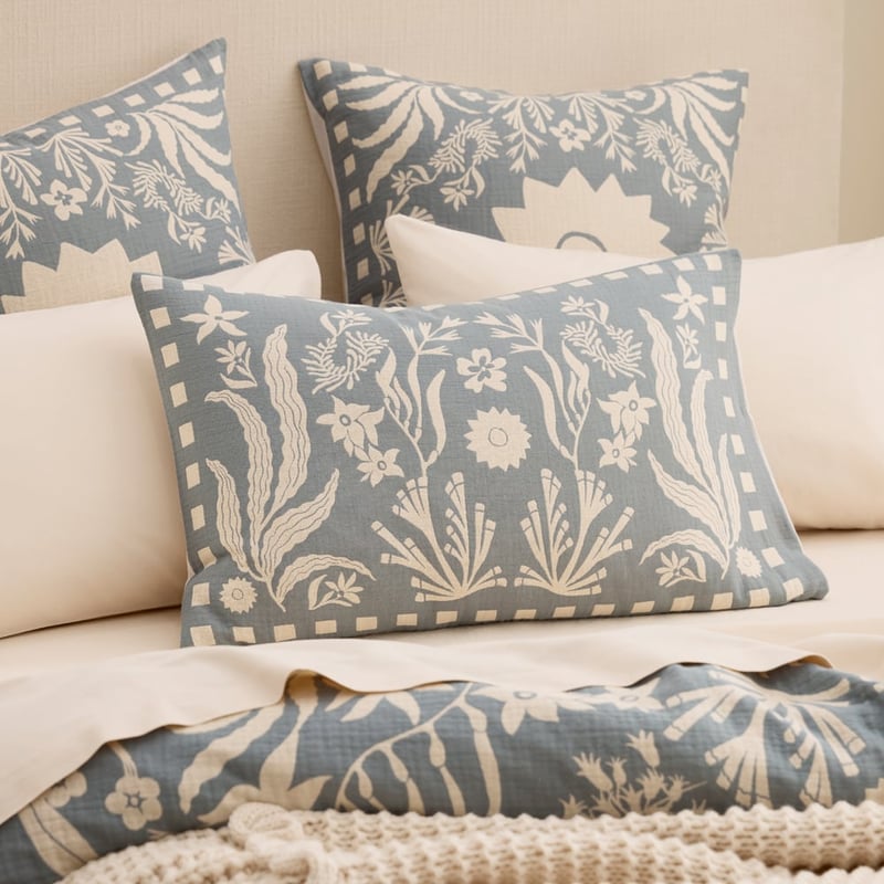 Nori Blue Surf Jacquard Quilt Cover Separates 