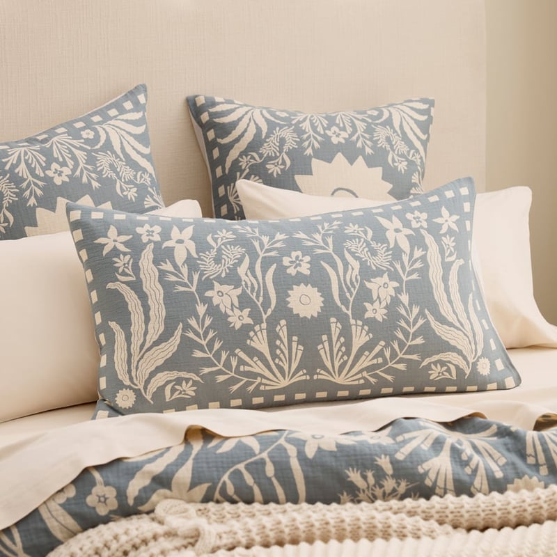 Nori Blue Surf Jacquard Quilt Cover Separates 