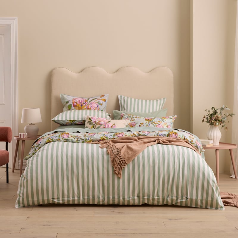 Margot Soft Green Native Floral Quilt Cover Set + Separates