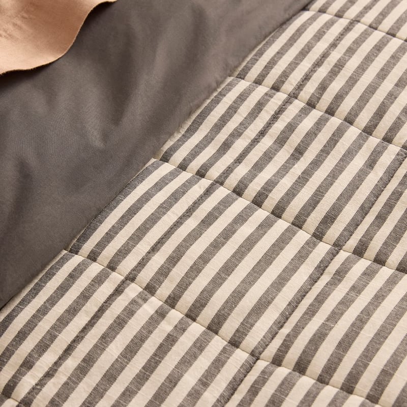 Bodhi Charcoal Stripe Quilted Quilt Cover Separates