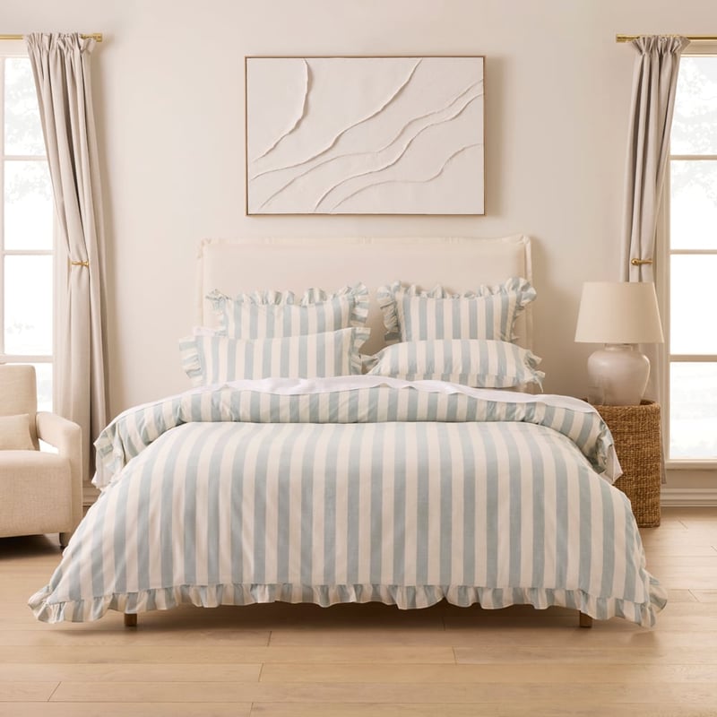 Willow Ruffle Dusty Blue Quilt Cover Set + Separates