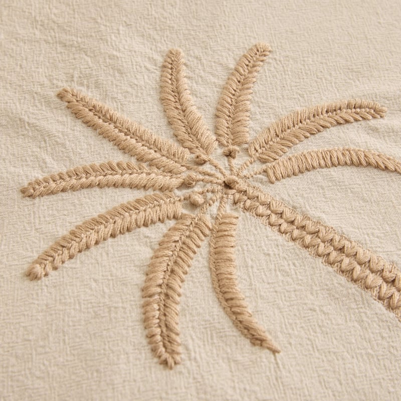 Byron Natural Palm Embroidered Quilt Cover Separates