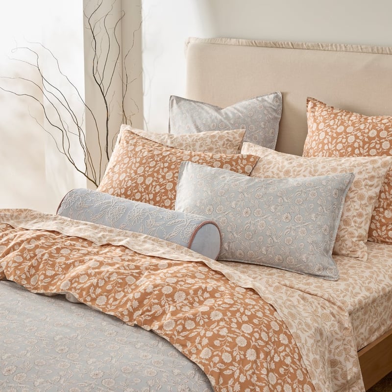 Aasha Blue & Tobacco Quilt Cover Set + Separates 