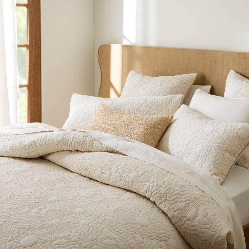Solaris Natural Quilted Quilt Cover Separates