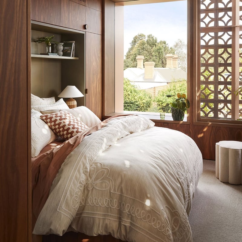 Lucia Embroidered Natural Quilt Cover Separates