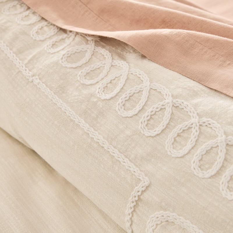 Lucia Embroidered Natural Quilt Cover Separates