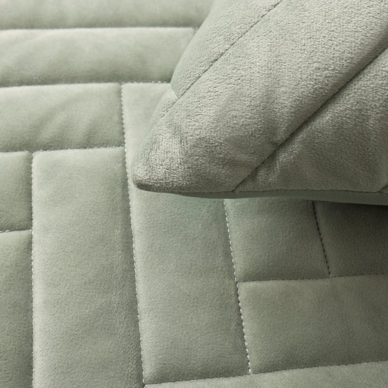 Carlo Sage Velvet Quilted Coverlet Set