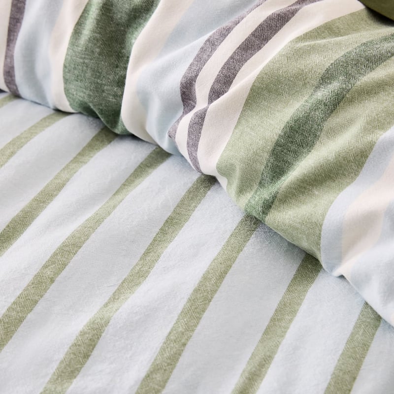 Pedro Green Stripe Cotton Linen Quilt Cover Set + Separates