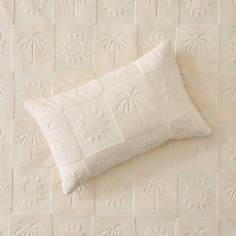 Palm White Tufted Quilt Cover Set