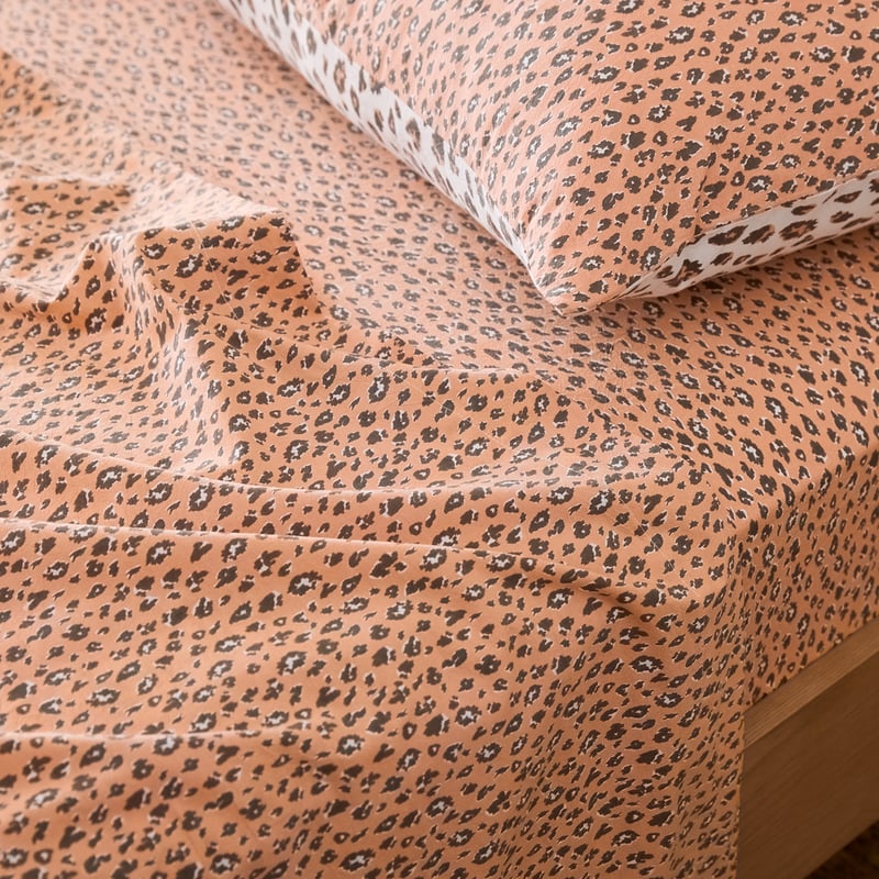 Stonewashed Cotton Sand Leopard Sheet Separates