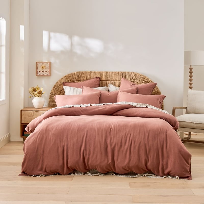 Washed Bamboo Linen Nutmeg Quilt Cover Set + Separates