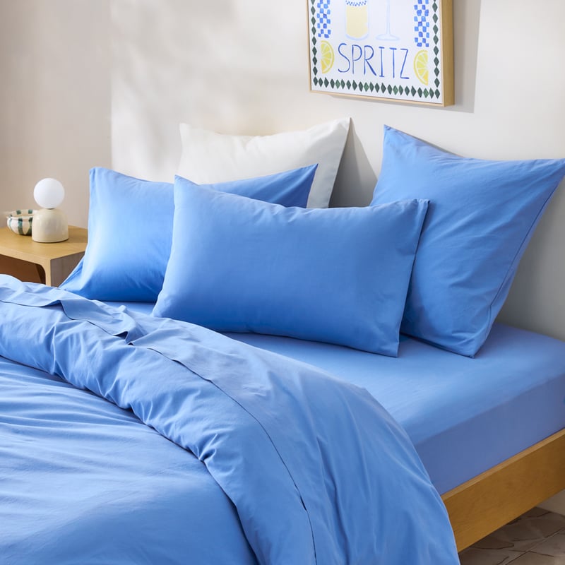 Stonewashed Cotton Cobalt Quilt Cover Seperates