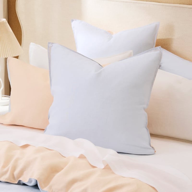 Vintage Washed Linen Peach & Sky Blue Duo Quilt Cover Separates