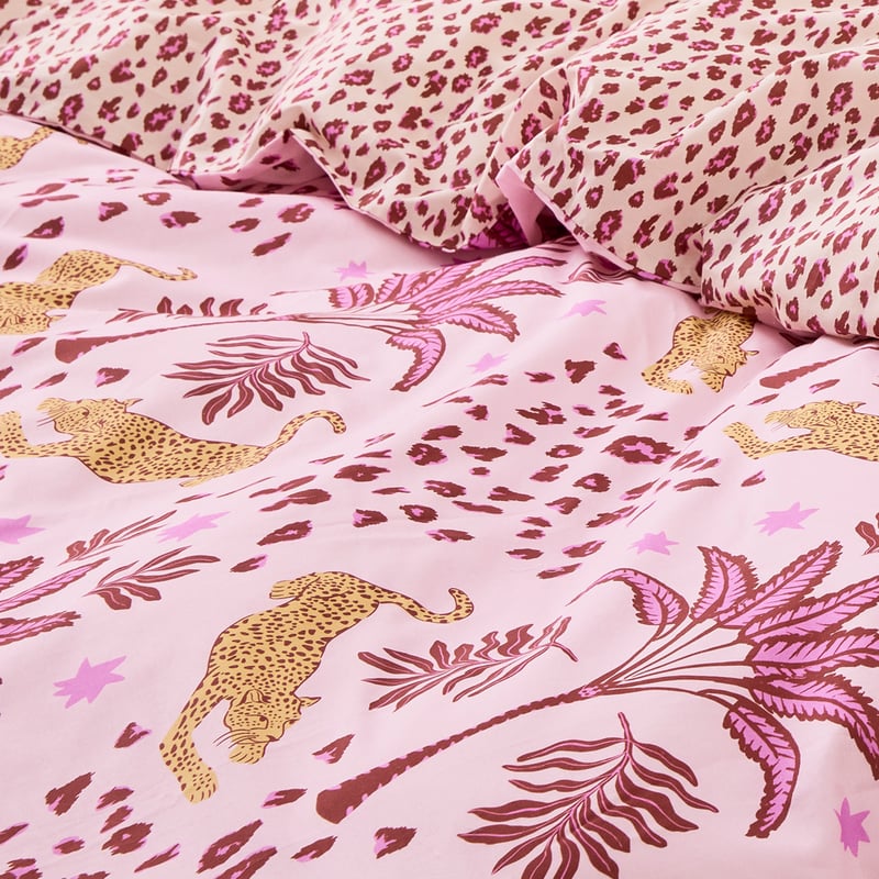 Sweet Dreams Leopard Palm Pink Quilt Cover Set + Separates