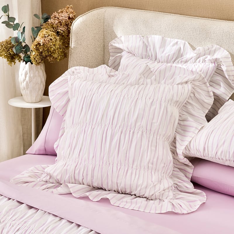 Ivy Lilac Stripe Ruffle Quilt Cover Separates