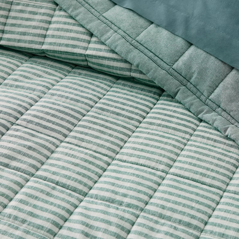 Bodhi Gumleaf & Thyme Stripe Quilted Coverlet Separates