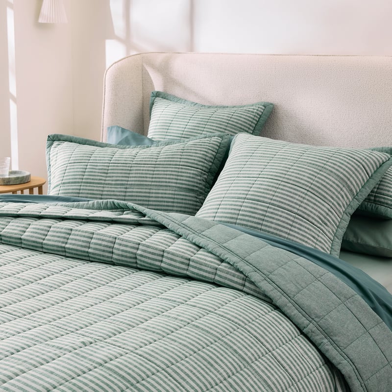Bodhi Gumleaf & Thyme Stripe Quilted Coverlet Separates