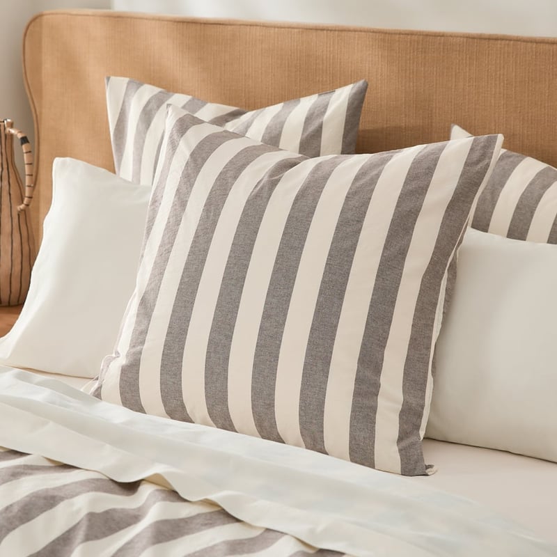 Stonewashed Cotton Natural & Chocolate Stripe Quilt Cover Separates