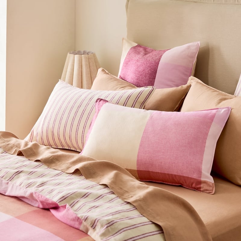 Linen Cotton Sunlit Berry Check Quilt Cover Set + Separates