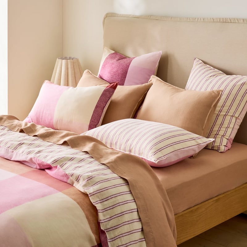 Linen Cotton Sunlit Berry Check Quilt Cover Set + Separates