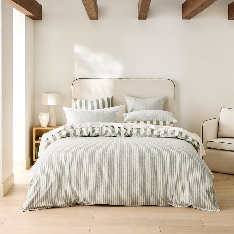 Linen Cotton Thyme Stripe Quilt Cover Set + Separates