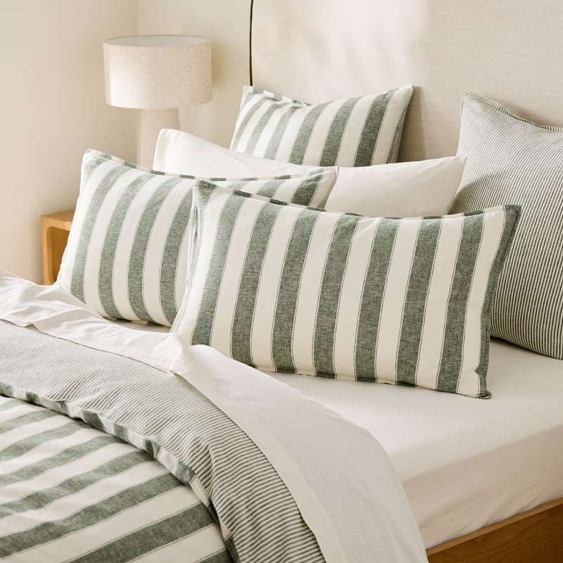 Linen Cotton Thyme Stripe Quilt Cover Set + Separates