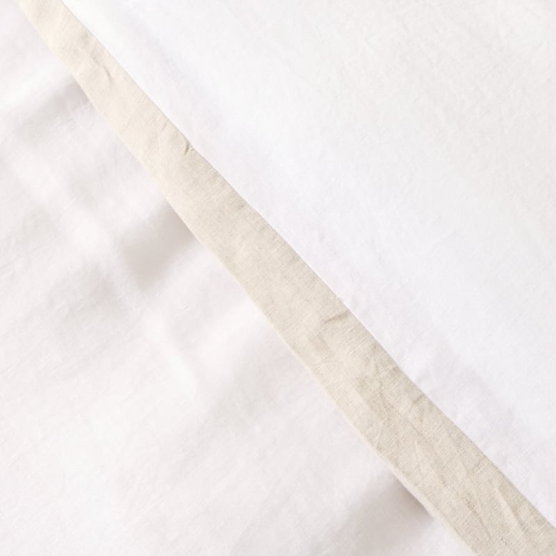 Vintage Washed Linen White & Linen Border Quilt Cover Separates