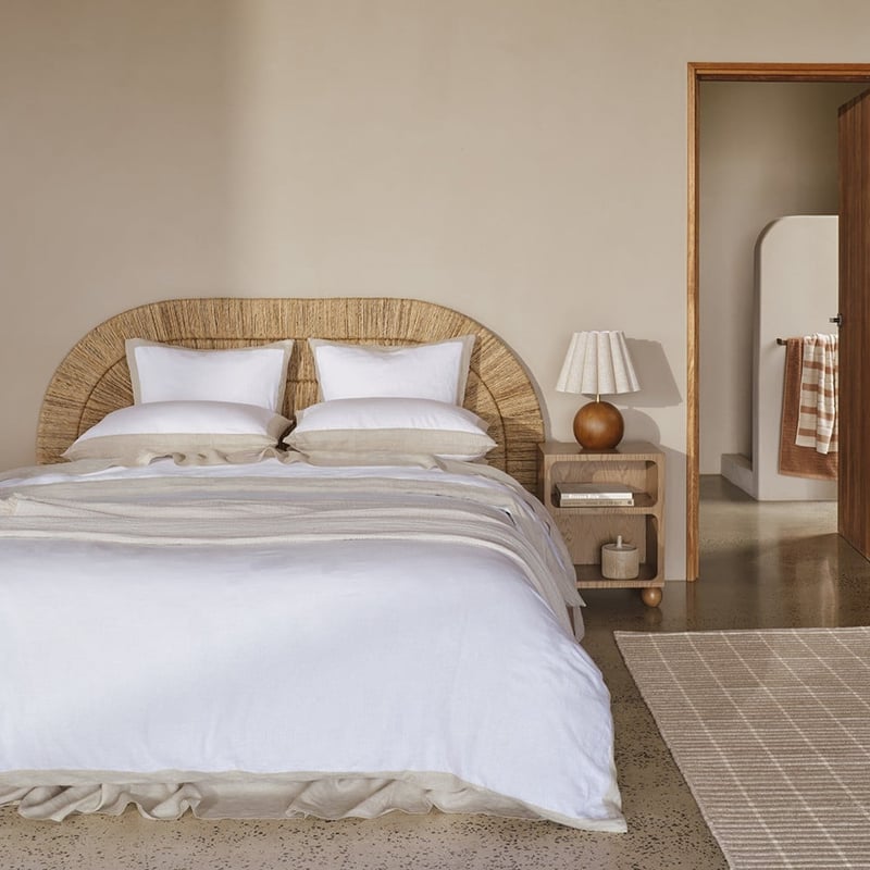Vintage Washed Linen White & Linen Border Quilt Cover Separates