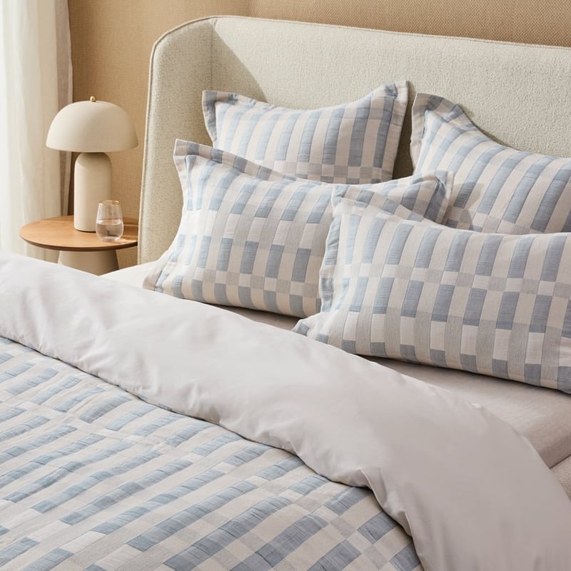 Sica Azure Check Quilt Cover Set + Separates