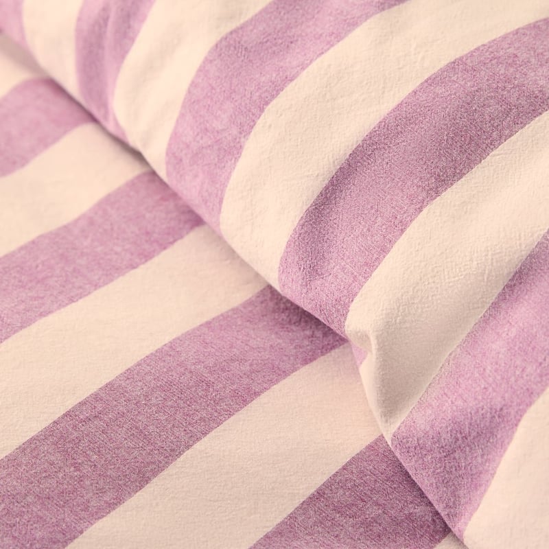 Stonewashed Cotton Berry Block Stripe Quilt Cover Separates