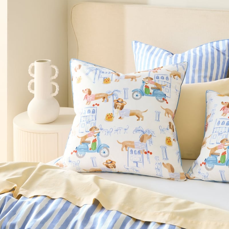 Riviera Dachshund Blue Quilt Cover Set + Separates