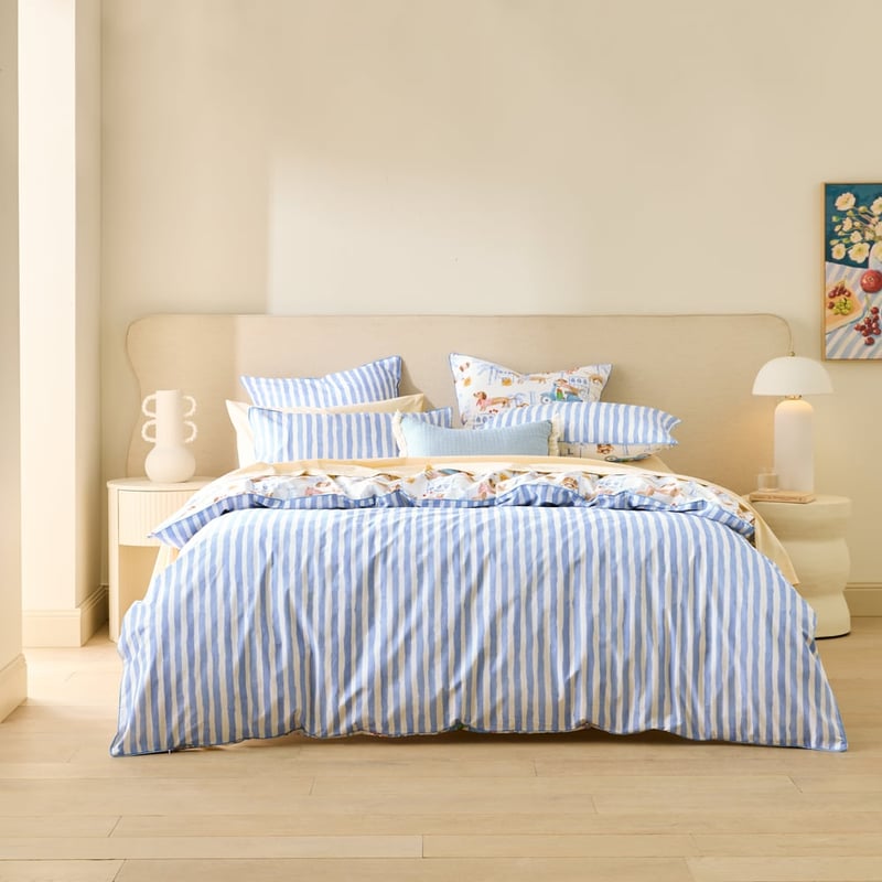 Riviera Dachshund Blue Quilt Cover Set + Separates