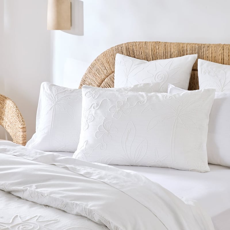 Mana Wave White Embroidered Quilt Cover Separates