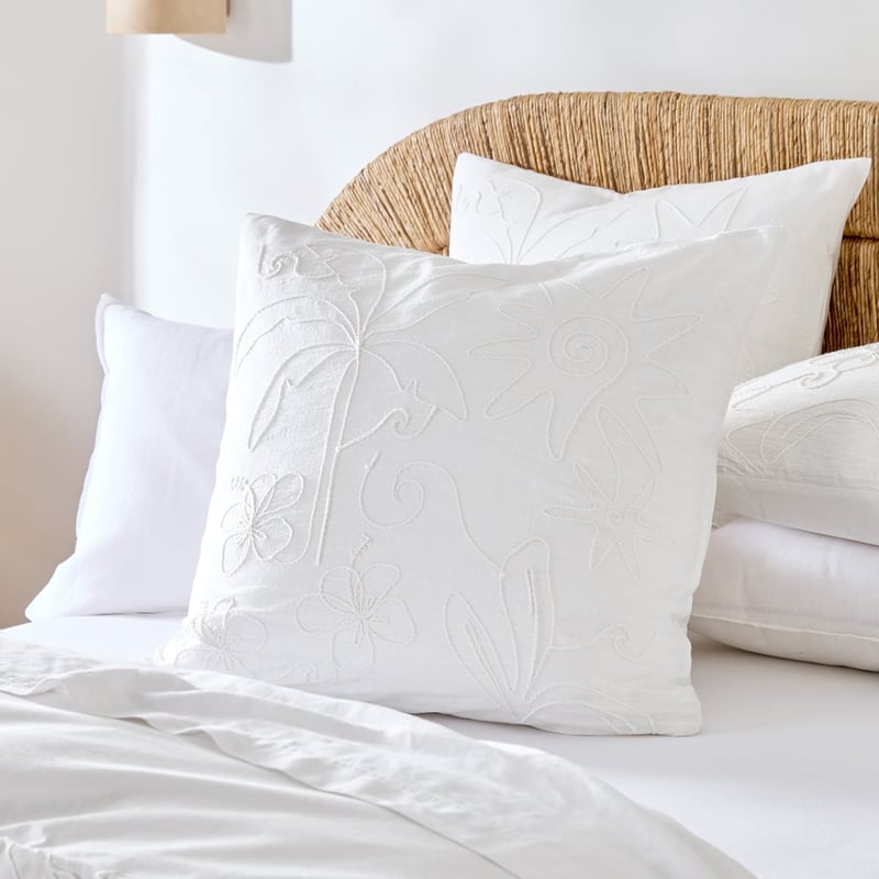 Mana Wave White Embroidered Quilt Cover Separates