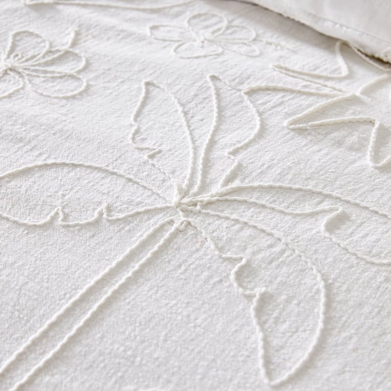 Mana Wave White Embroidered Quilt Cover Separates