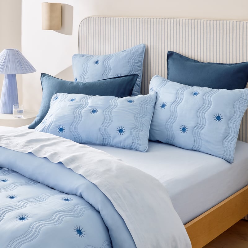 Starburst Blue Quilted Quilt Cover Separates