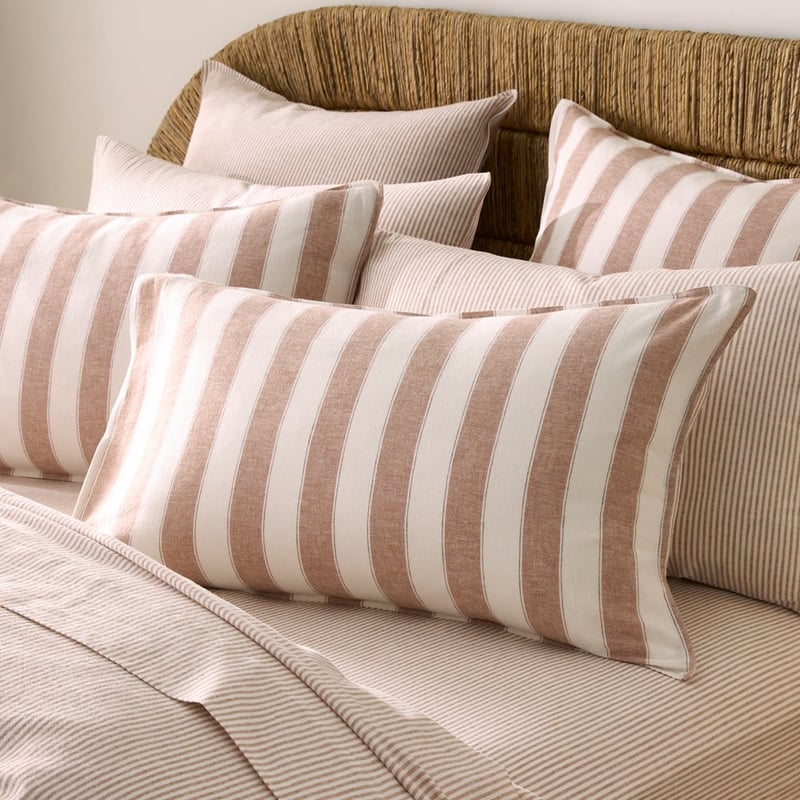 Linen Cotton Pecan Stripe Quilt Cover Set + Separates