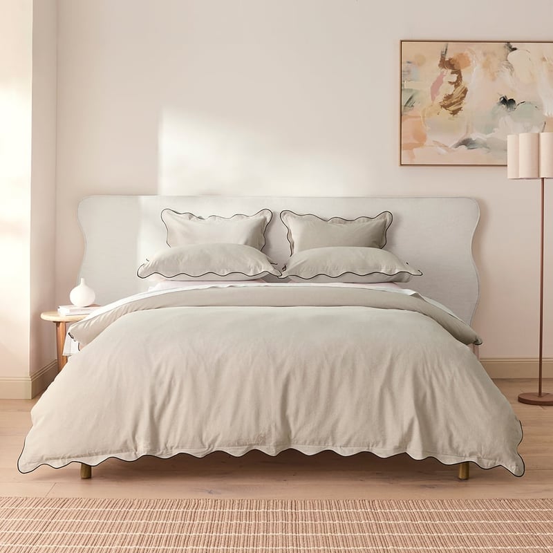 Hallie Scallop Natural & Black Quilt Cover Set + Separates