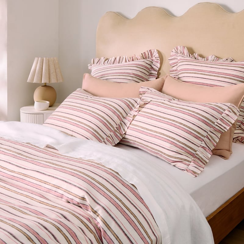 Linen Cotton Harlow Stripe Ruffle Quilt Cover Set + Separates