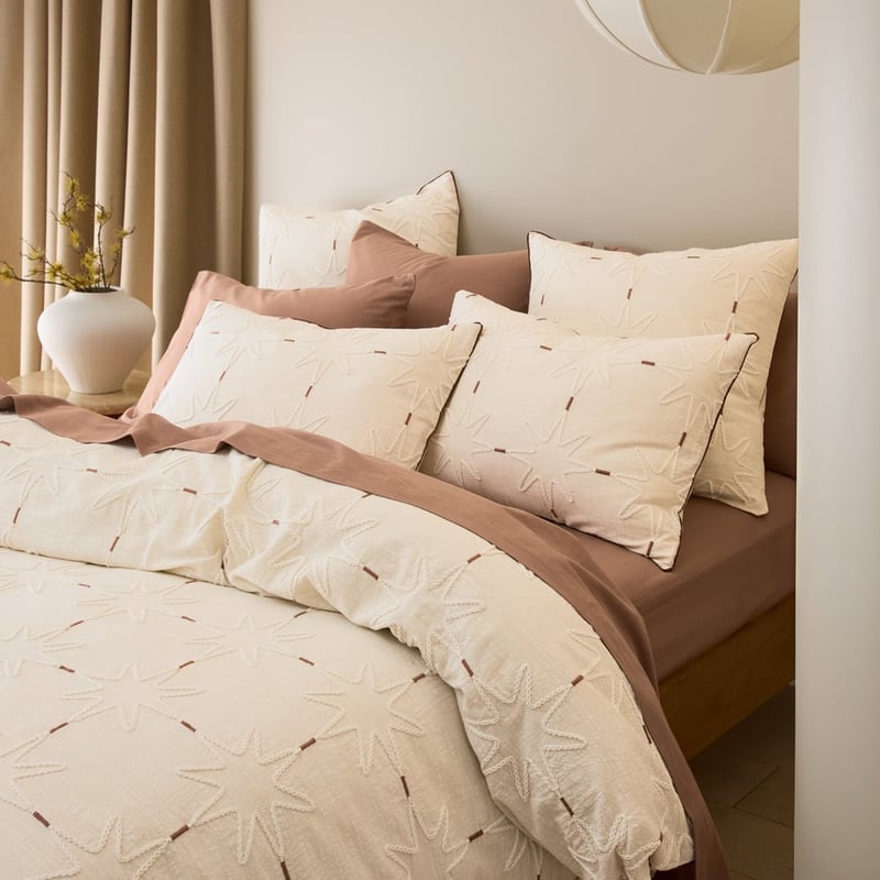 Capella Embroidered Natural Quilt Cover Set + Separates 