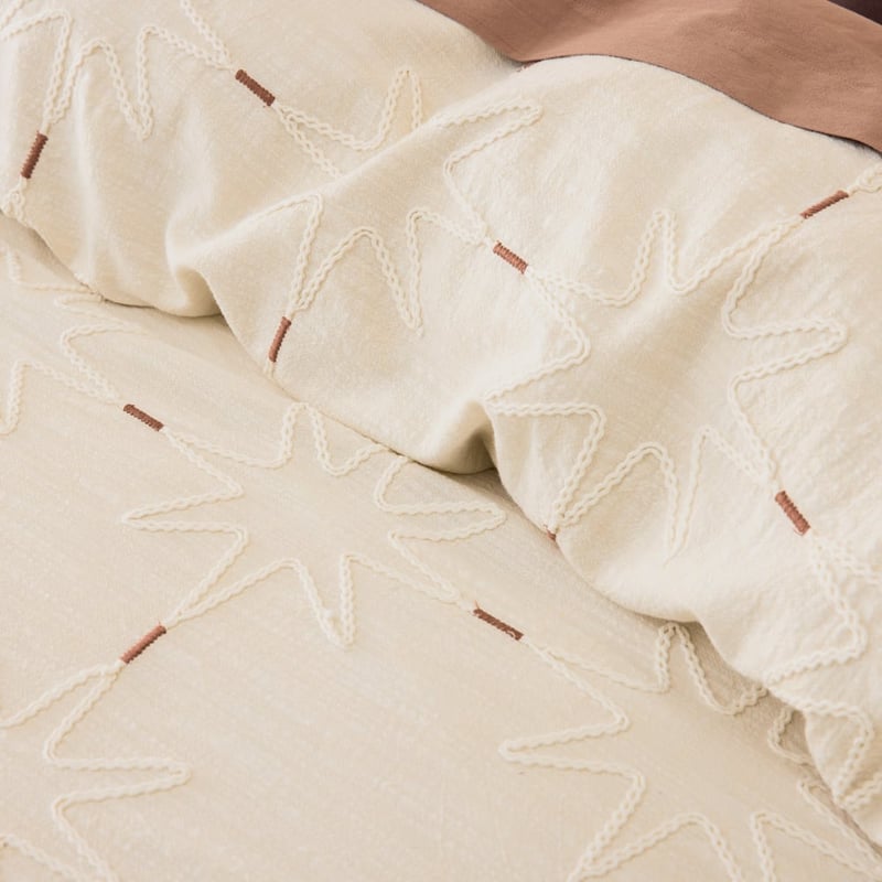 Capella Embroidered Natural Quilt Cover Set + Separates 