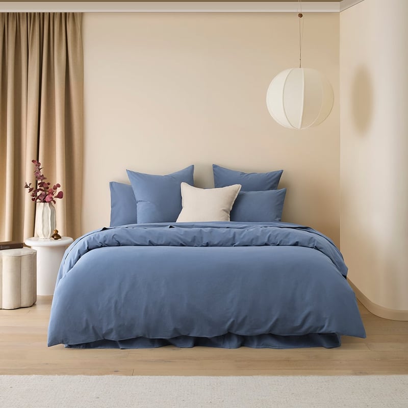 Stonewashed Cotton Bluestone Quilt Cover Separates