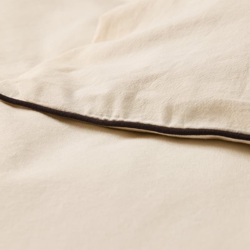 Stonewashed Cotton Coconut & Black Piped Pillowcases