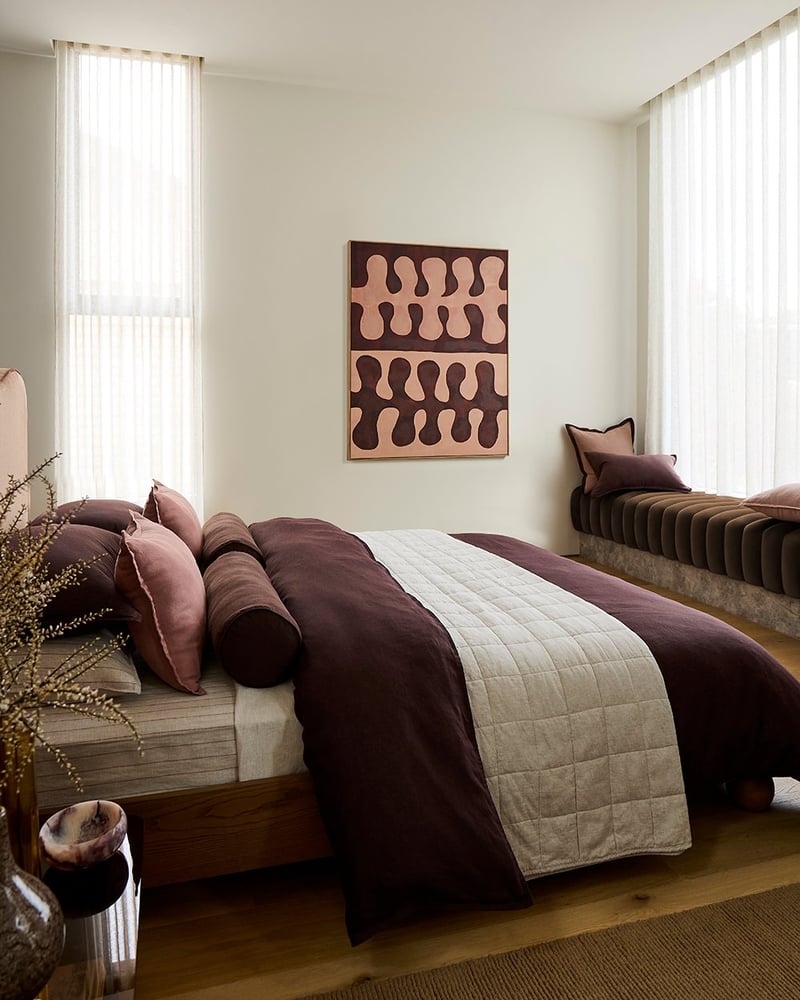 Vintage Washed Linen Chocolate Quilt Cover Separates