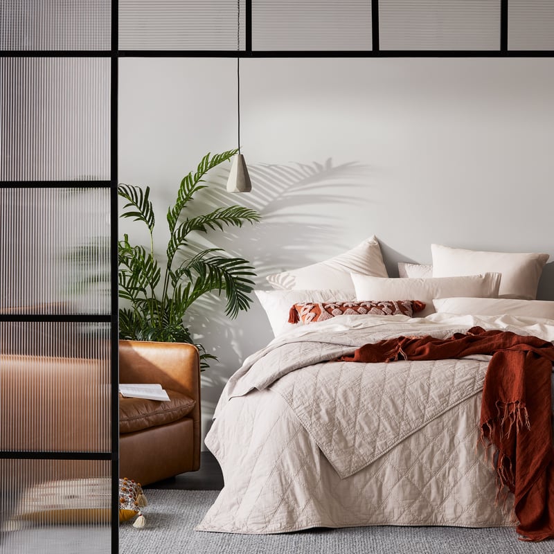 Stonewashed Cotton Silver Quilted Pillowcase