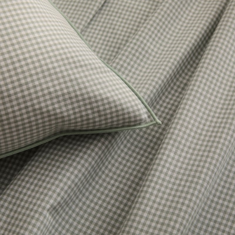 Overlock Sage Gingham Sheet Set