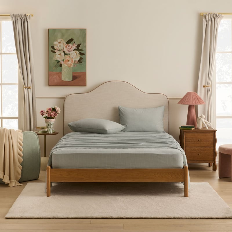 Overlock Sage Gingham Sheet Set