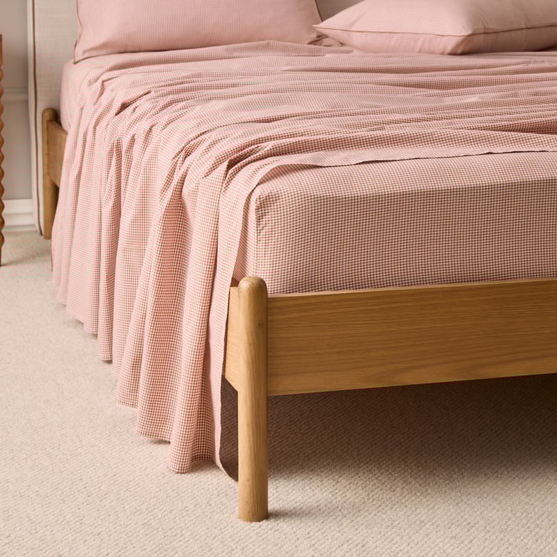 Bran Overlock Gingham Sheet Set