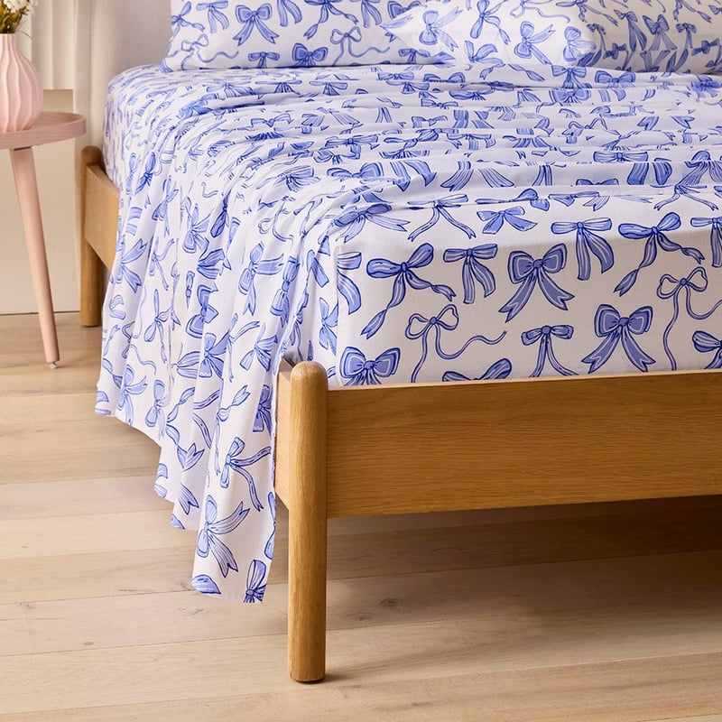 Sweet Dreams Blue Bows Blue Sheet Set